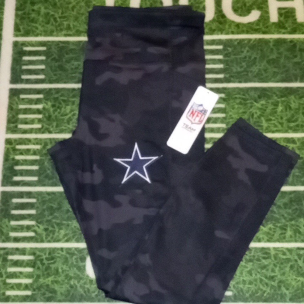 Dallas Cowboys Women's Black Camo Capri Pants Athletic Yoga Pants Leggings New W